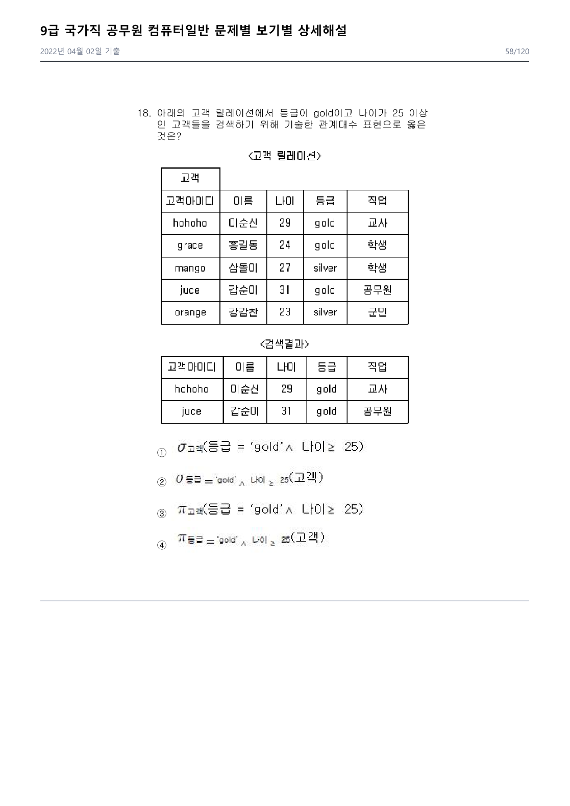 2022년 국가직 기출 18번 문제 자료